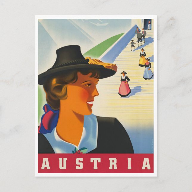Postal de viaje de Austria Vintage (Anverso)