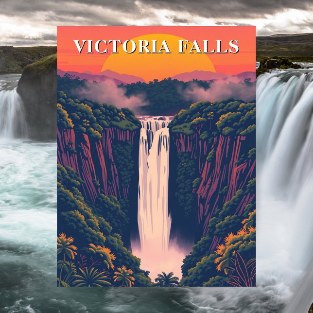Postal de viaje de cataratas Victoria Falls Waterf (Victoria Falls Waterfall Travel Postcard)