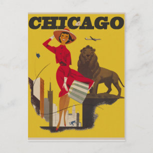 Postal de viaje de Chicago Vintage