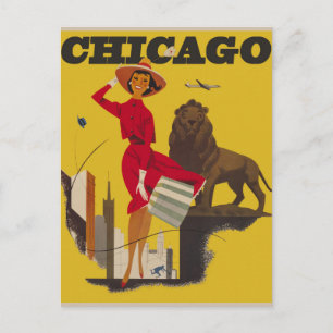 Postal de viaje de Chicago Vintage