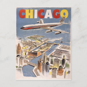 Postal de viaje de Chicago Vintage