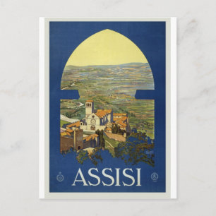 Postal de viaje de época de Assisi Italia