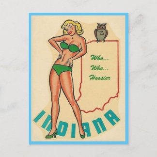 Postal de viaje de Indiana Vintage Pin Up Chica