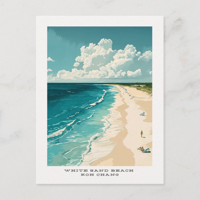 Postal de viaje de Koh Chang, playa de arena blanc (Anverso)