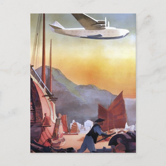 Postal de viaje de la aerolínea china de Hong Kong (Anverso)