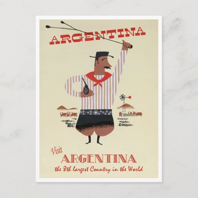 Postal de viaje de la Argentina vintage (Anverso)