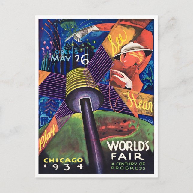 Postal de viaje de la Feria Mundial de Chicago de  (Anverso)