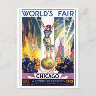 Postal de viaje de la Feria Mundial de Chicago de 