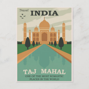 Postal de viaje de la India Taj Mahal