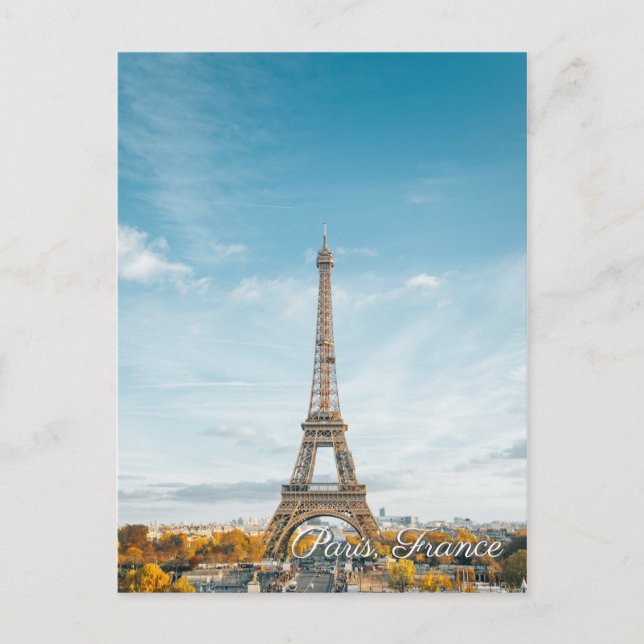 postal de viaje de la Torre Eiffel de París (Anverso)