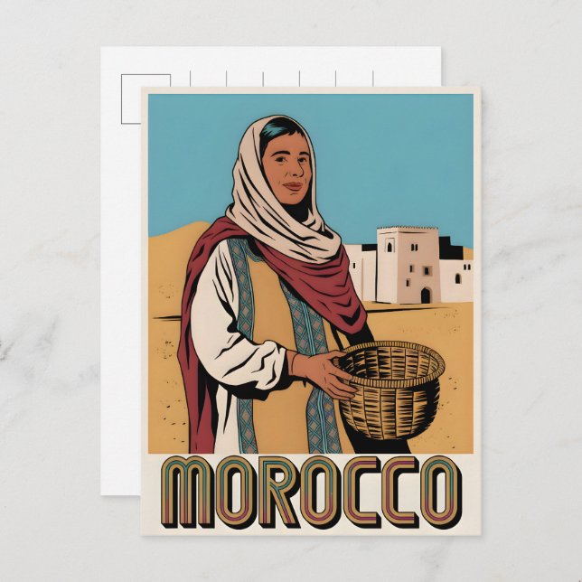 Postal de viaje de Marruecos con regalo de mujer l (Anverso / Reverso)