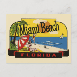 Postal de viaje de Miami Beach Florida Vintage