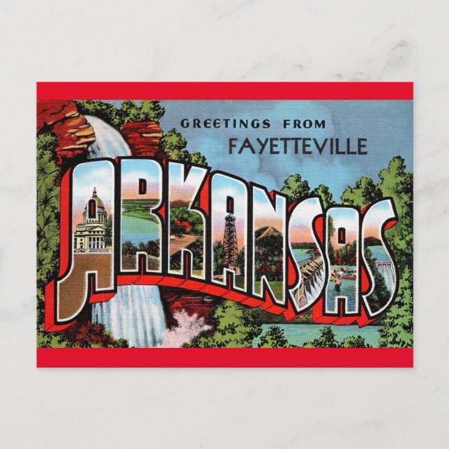 Postal de viaje de vintage de Fayetteville Arkansa (Anverso)