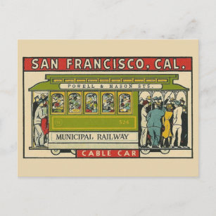 Postal de viaje de vintage para tranvía de San Fra