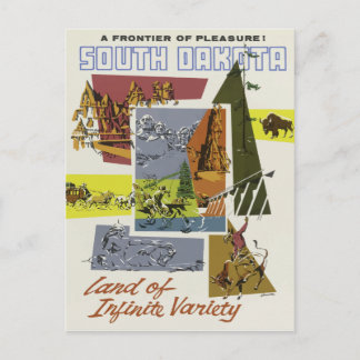 Postal de viaje de vintage South Dakota Estados Un