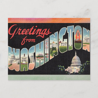 Postal de viaje de Washington Vintage