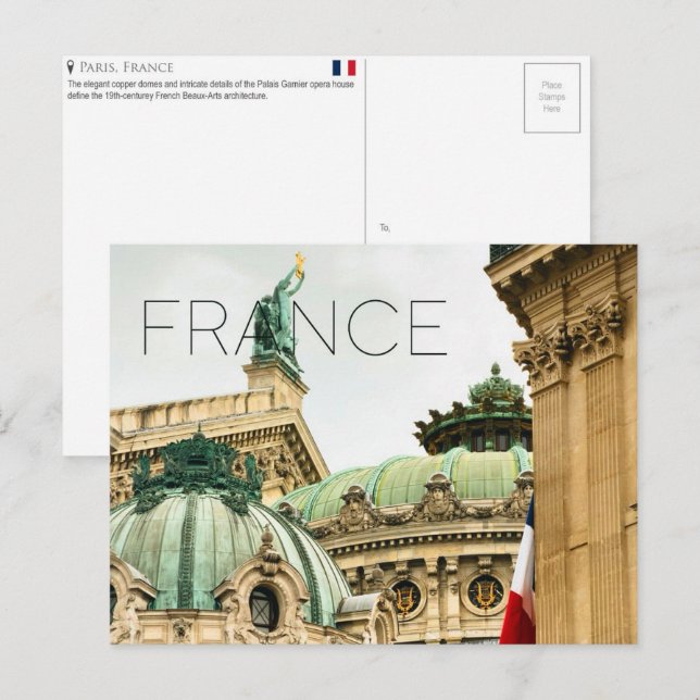 Postal de viaje del Palais Garnier, París, Francia (Anverso / Reverso)