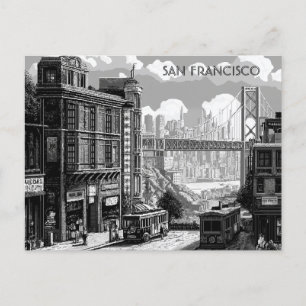 Postal de viaje en blanco y negro de San Francisco