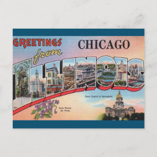 Postal de viaje por la época de Illinois en Chicag