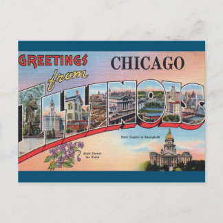 Postal de viaje por la época de Illinois en Chicag