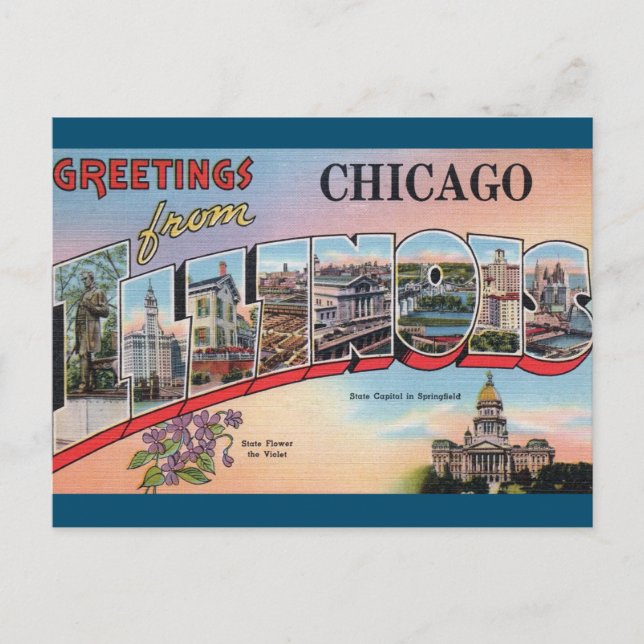 Postal de viaje por la época de Illinois en Chicag (Anverso)