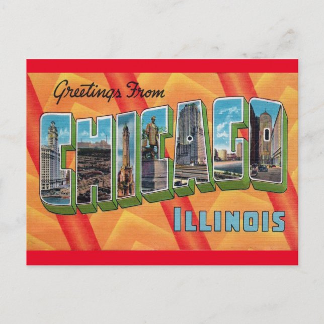 Postal de viaje por la época de Illinois en Chicag (Anverso)