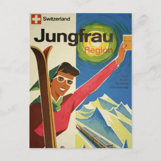 Postal de viaje retro vintage Jugfrau Suiza