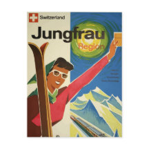 Postal de viaje retro vintage Jugfrau Suiza