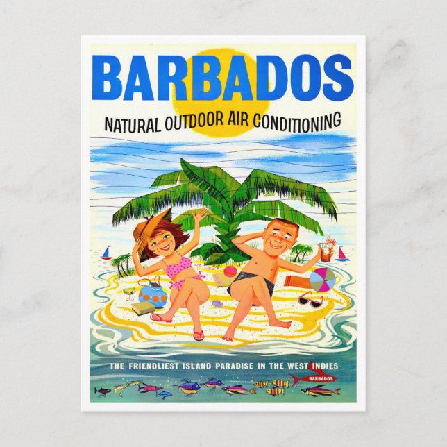 Postal de viaje vintage de Barbados (Anverso)