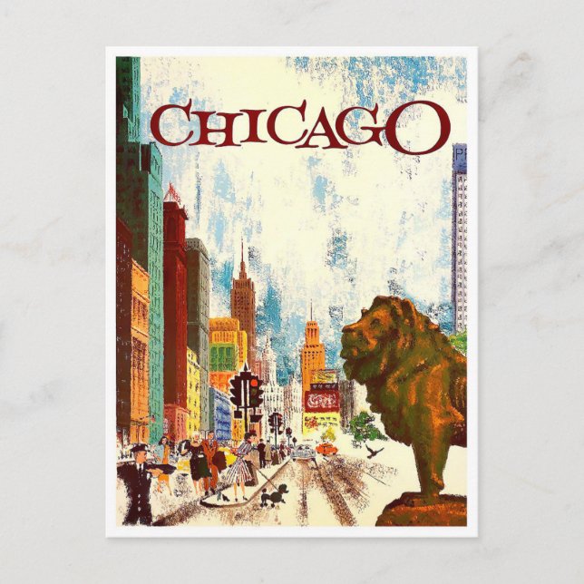 Postal de viaje vintage de Chicago (Anverso)