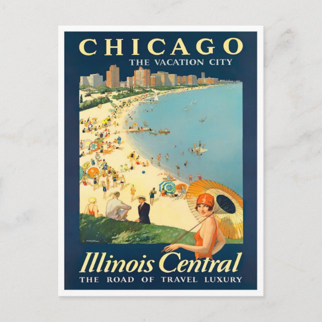 Postal de viaje vintage de Chicago (Anverso)