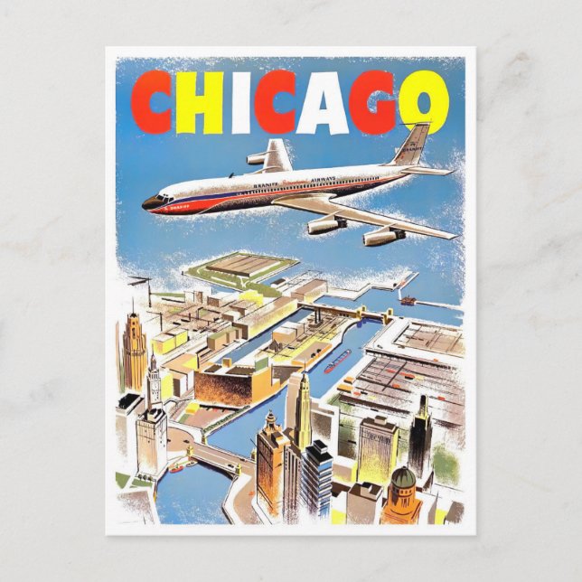 Postal de viaje vintage de Chicago (Anverso)