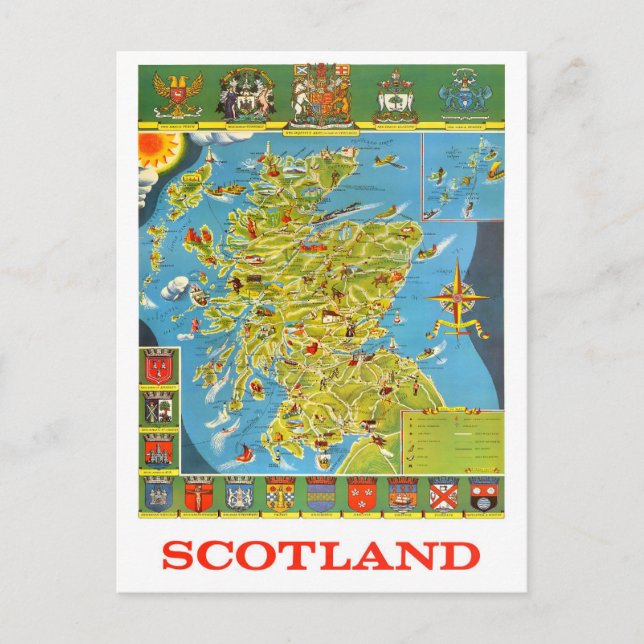 Postal de viaje vintage de Escocia (Anverso)