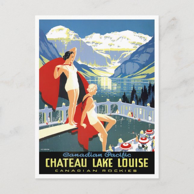 Postal de viaje vintage de Lake Louise Canada (Anverso)