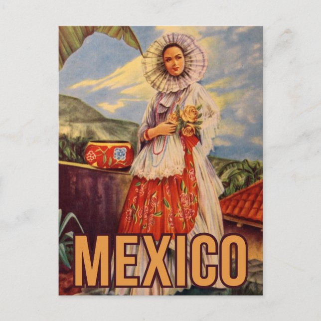 Postal de viaje vintage de México (Anverso)