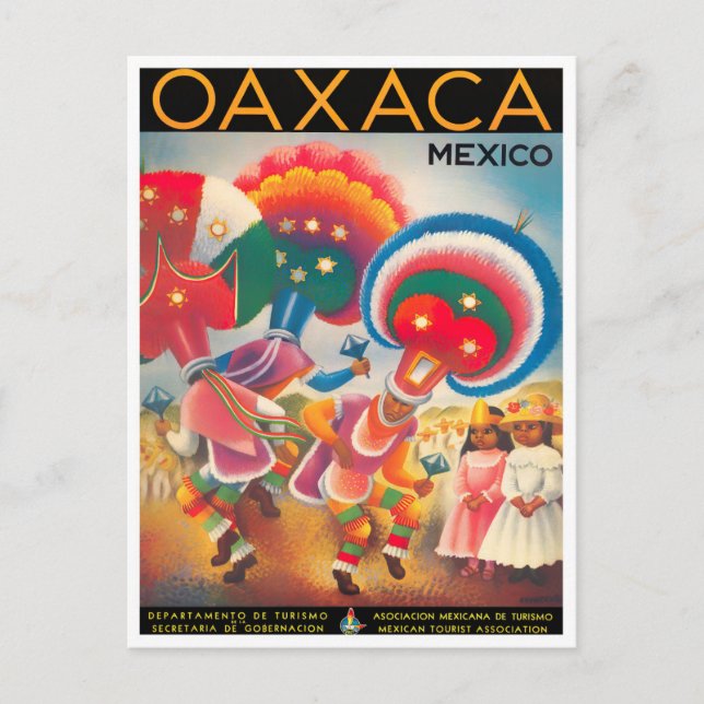 Postal de viaje vintage de México Oaxaca (Anverso)