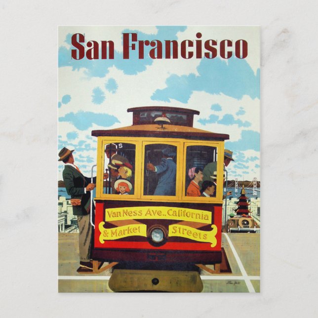 postal de viaje vintage de San Francisco USA (Anverso)