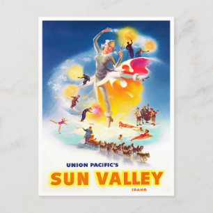 postal de viaje vintage de Sun Valley