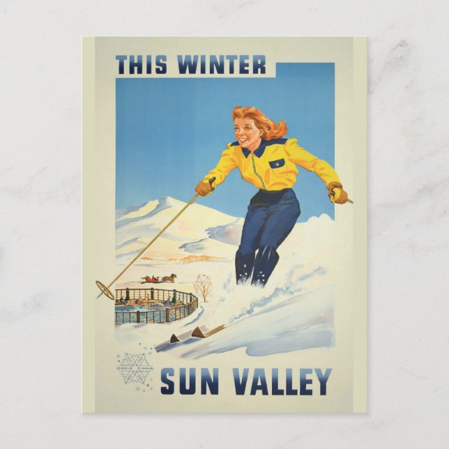 Postal de viaje vintage de Sun Valley Idaho (Anverso)