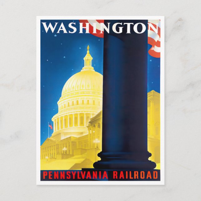 Postal de viaje vintage de Washington (Anverso)