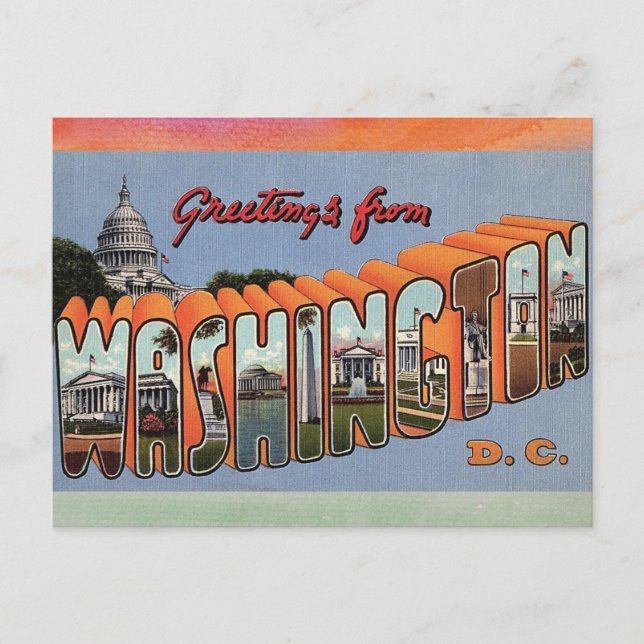 Postal de viaje Vintage de Washington D.C. (Anverso)
