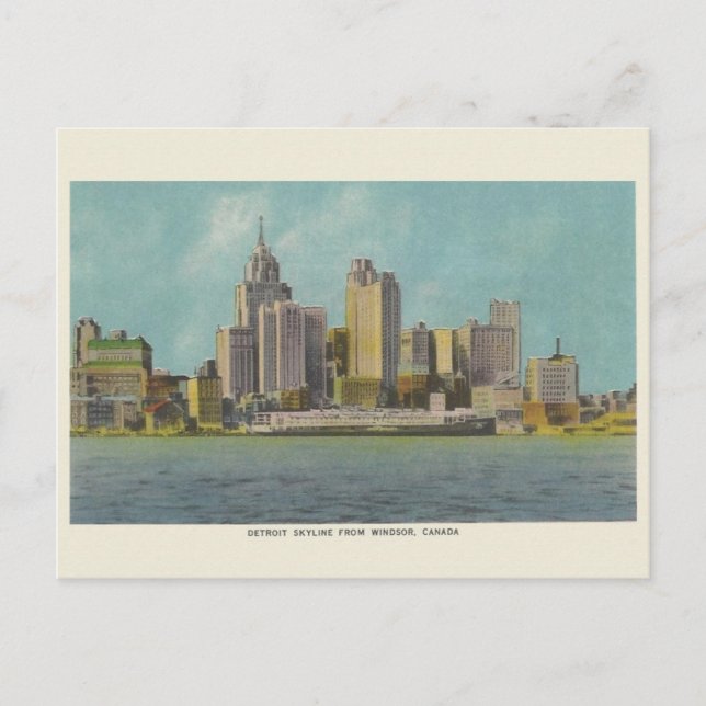 Postal de viaje Vintage Detroit Michigan (Anverso)