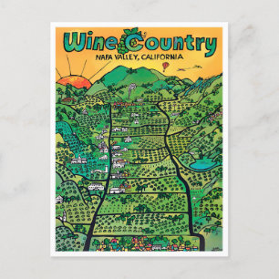 postal de viaje vintage en el valle de Napa