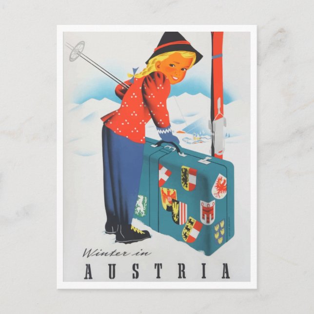 Postal de viajes vitícola de invierno en Austria (Anverso)