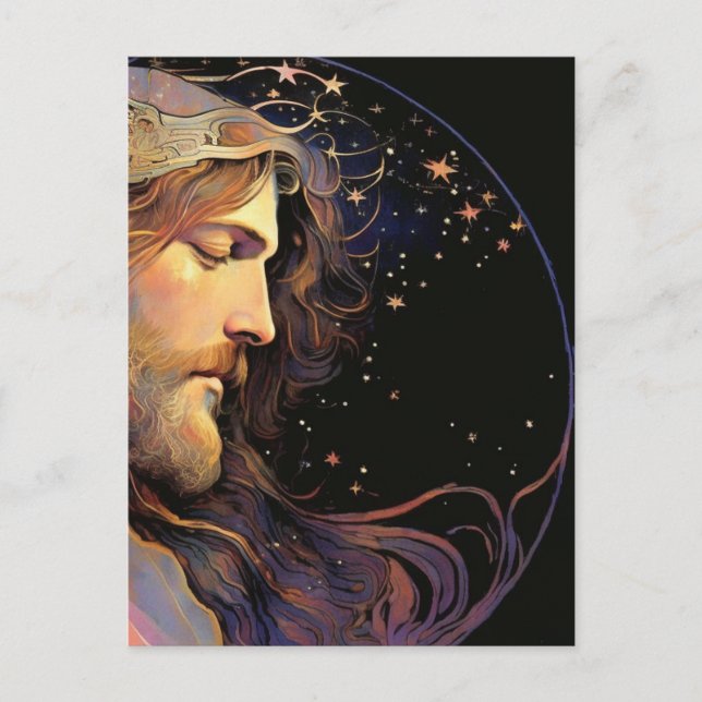 Postal de vidrio manchado de Jesús (Anverso)