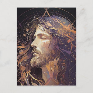 Postal de vidrio manchado de Jesús