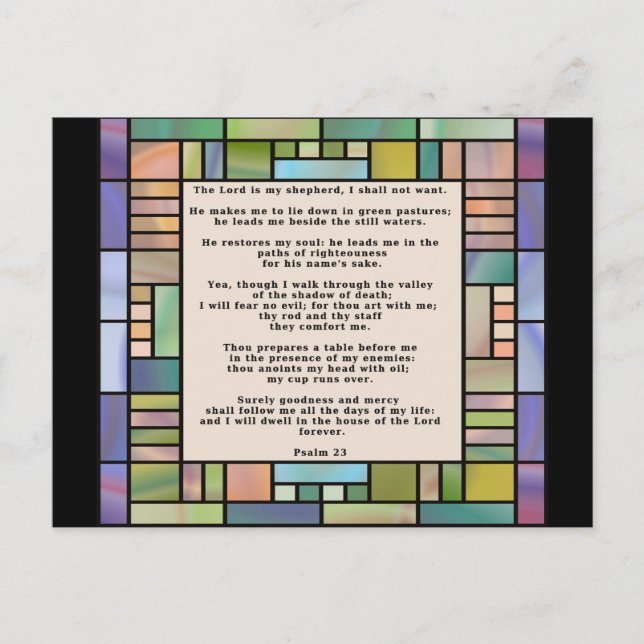 Postal De Vidrio Manchado Psalm 23 (Anverso)