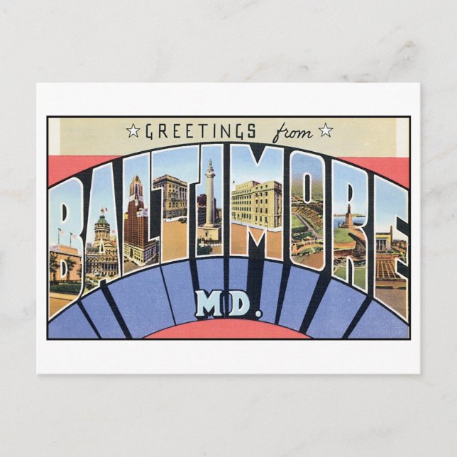 Postal de Vintage Baltimore (Anverso)