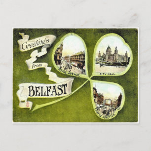 postal de Vintage Belfast shamrock