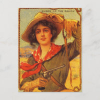 Postal de Vintage Cowgirl "Reina del rancho"